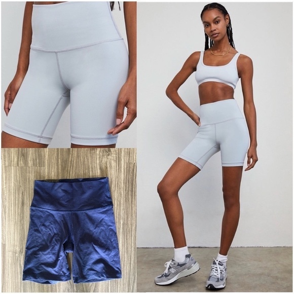 Aritzia X TNA Clothing High Waisted Biker Shorts Blue Loungewear - Picture 1 of 4